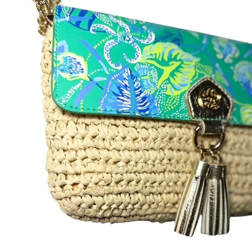 LILLY PULITZER Straw Convertible Chain Strap Crossbody Bag - Picture 8 of 10